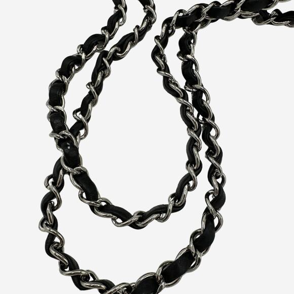 AUTHENTIC Chanel Medium Double Flap Black Lambskin w Silver Hardware from 2012 - Picture 7 of 15